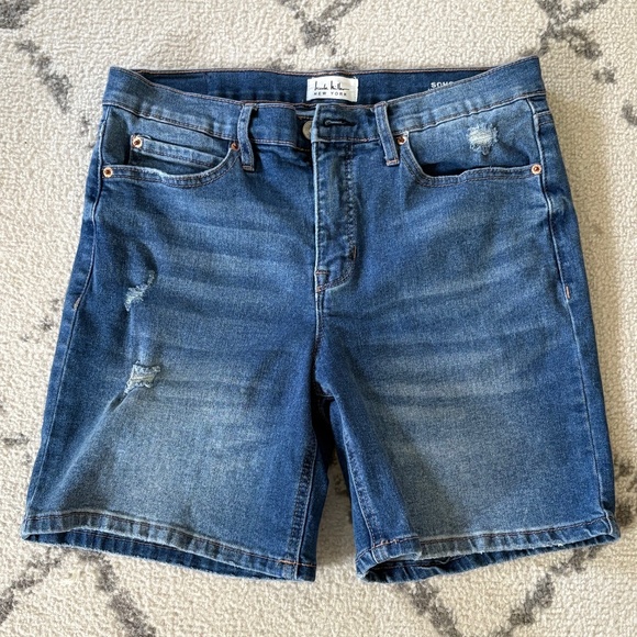 Blue Soho High Rise Shorts- Nicole Miller - Picture 1 of 7